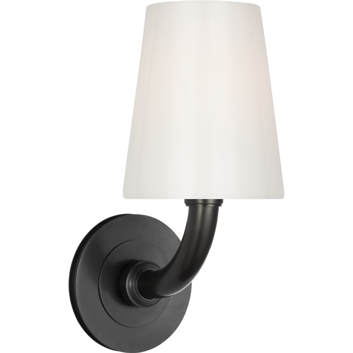 Thomas O'Brien Rally 12" Bath Sconce in Bronze with White Glass Shade W5" x H11.75" x E6.5"