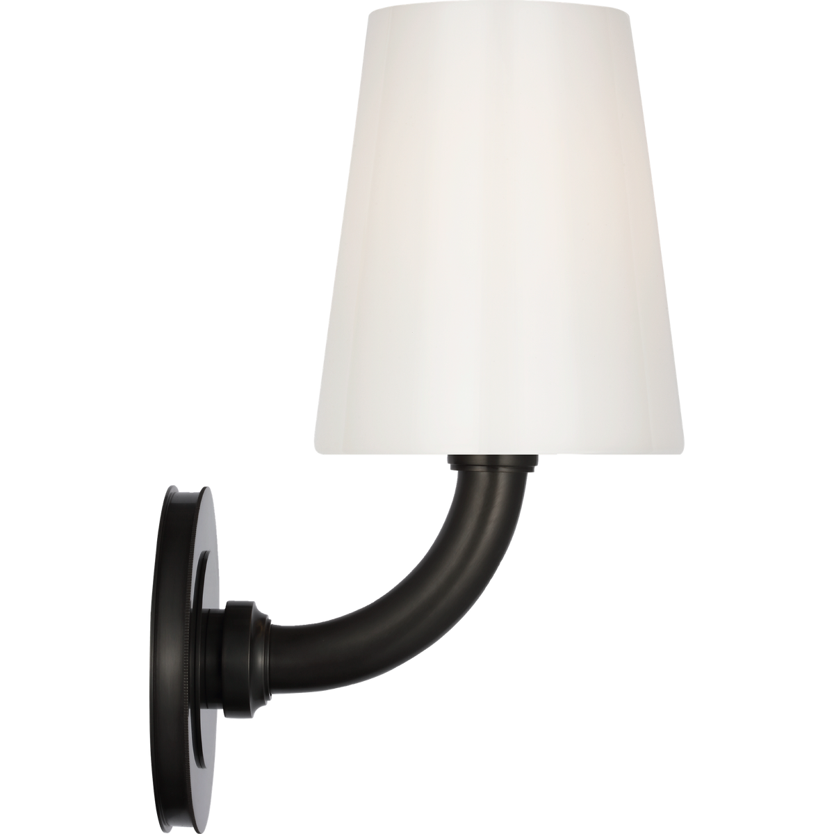 Thomas O'Brien Rally 12" Bath Sconce in Bronze with White Glass Shade W5" x H11.75" x E6.5"