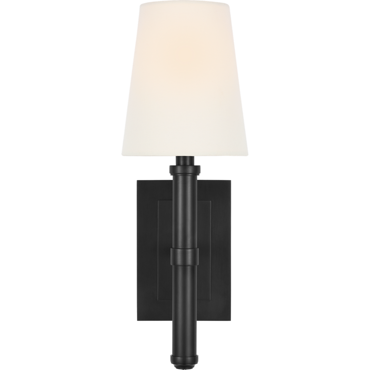 Thomas O'Brien Rally 15" Sconce in Bronze with Linen Shade W5" x H14.75" x E6.25"