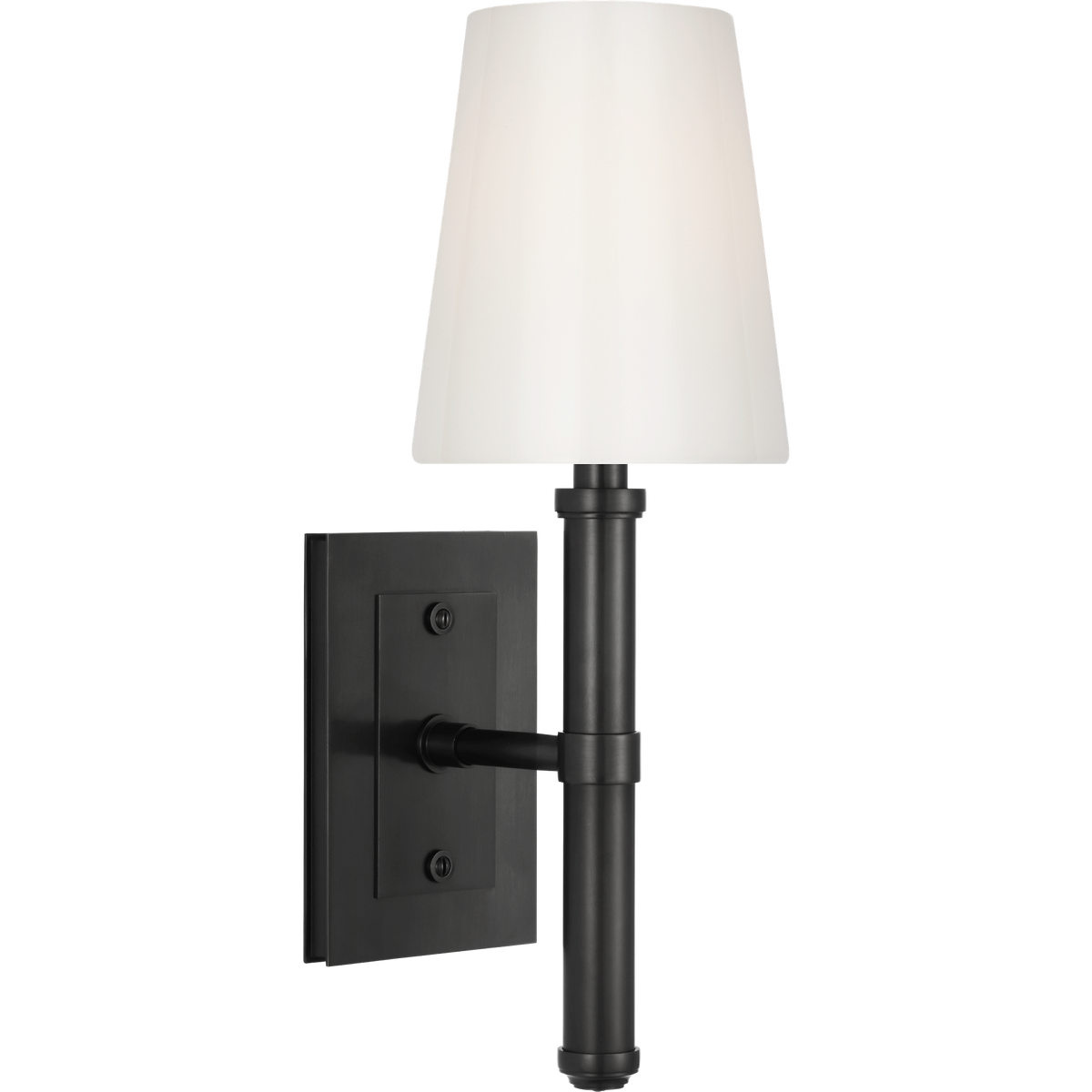 Thomas O'Brien Rally 15" Sconce in Bronze with White Glass Shade W5" x H14.75" x E6.25"