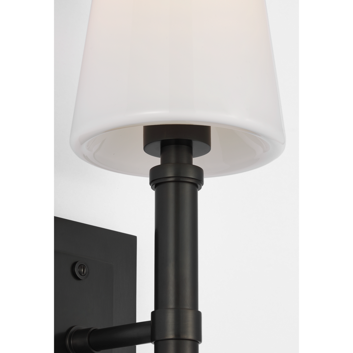 Thomas O'Brien Rally 15" Sconce in Bronze with White Glass Shade W5" x H14.75" x E6.25"