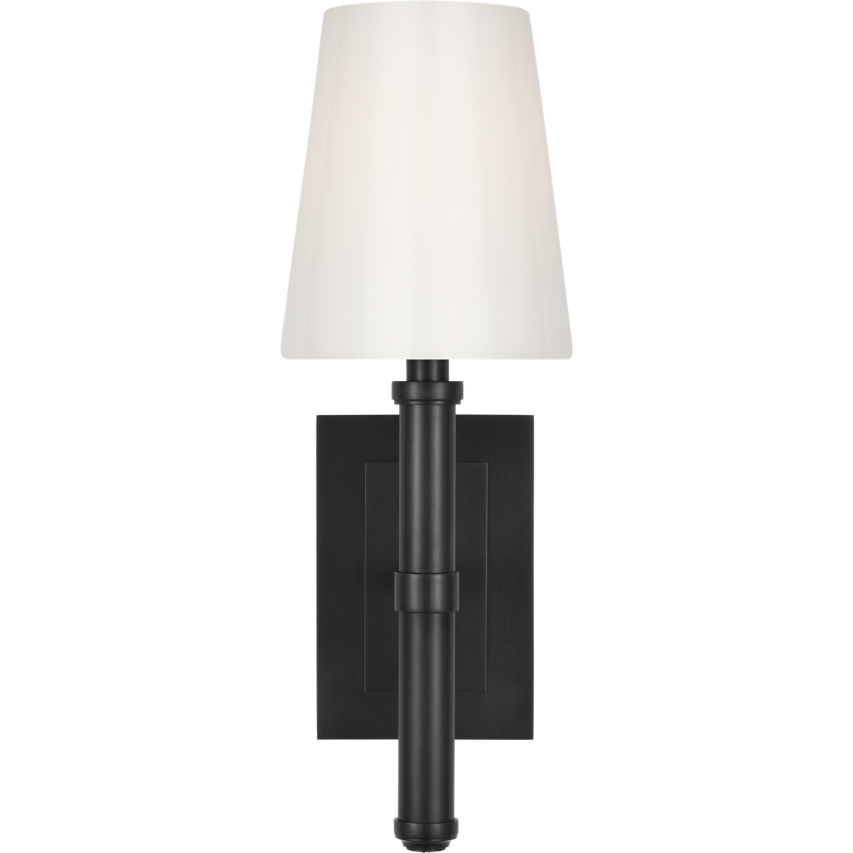 Thomas O'Brien Rally 15" Sconce in Bronze with White Glass Shade W5" x H14.75" x E6.25"