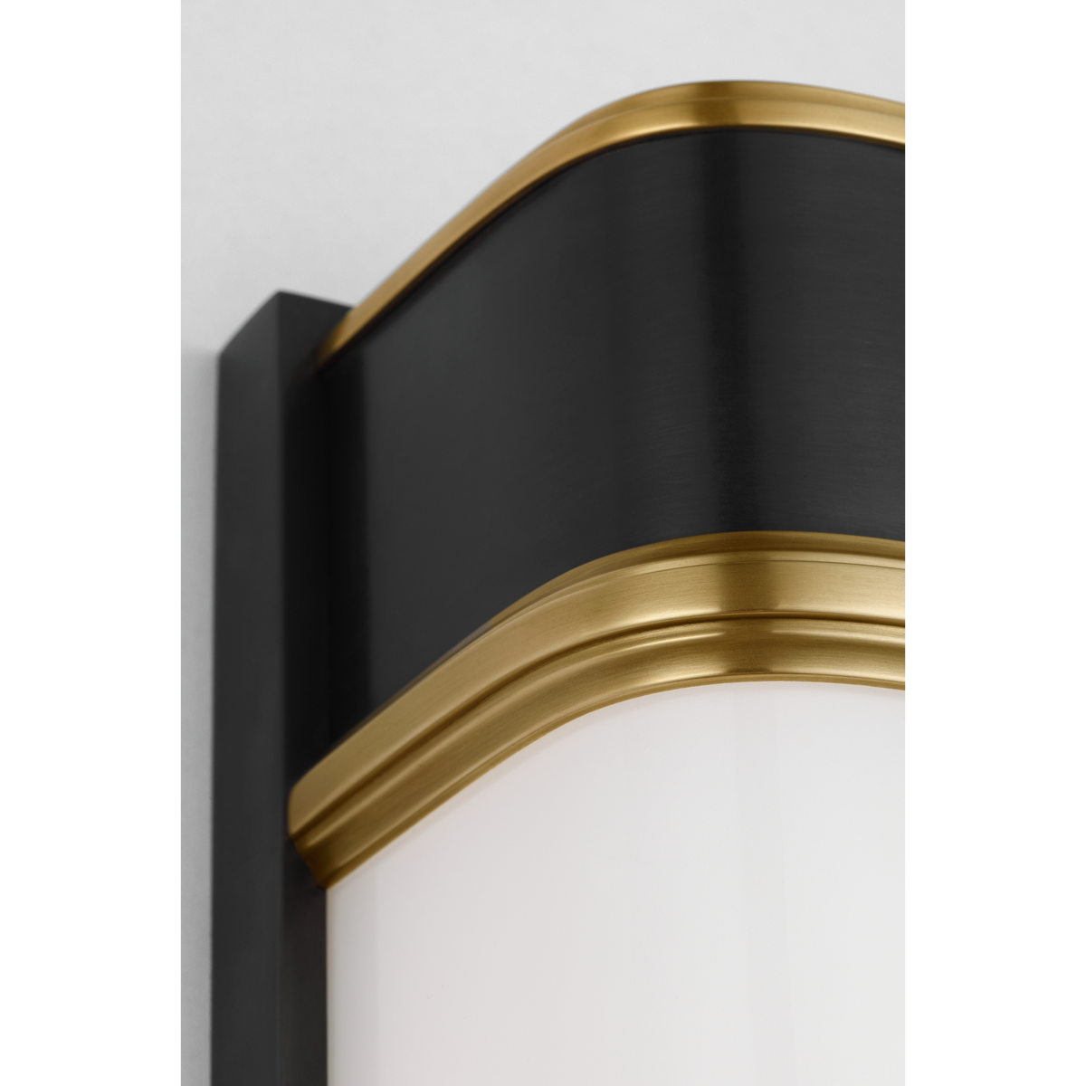 Thomas O'Brien Rally 13" Linear Bath Sconce in Bronze and Hand-Rubbed Antique Brass with White Glass W3.75" x H12.75" x E4"