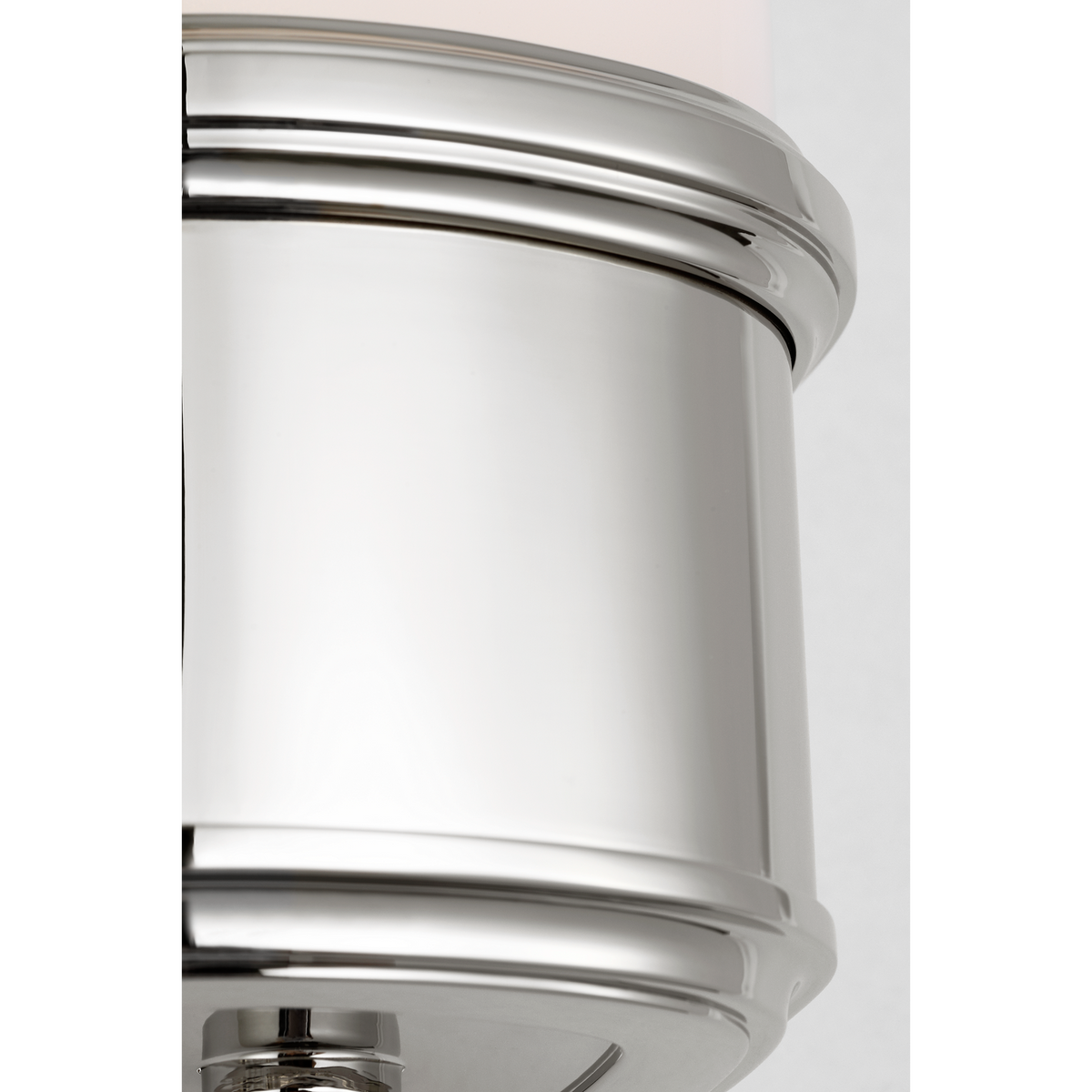 Thomas O'Brien Rally 13" Linear Bath Sconce in Polished Nickel with White Glass W3.75" x H12.75" x E4"