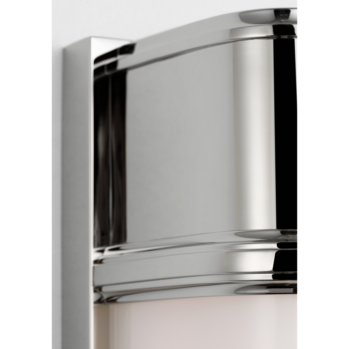 Thomas O'Brien Rally 13" Linear Bath Sconce in Polished Nickel with White Glass W3.75" x H12.75" x E4"