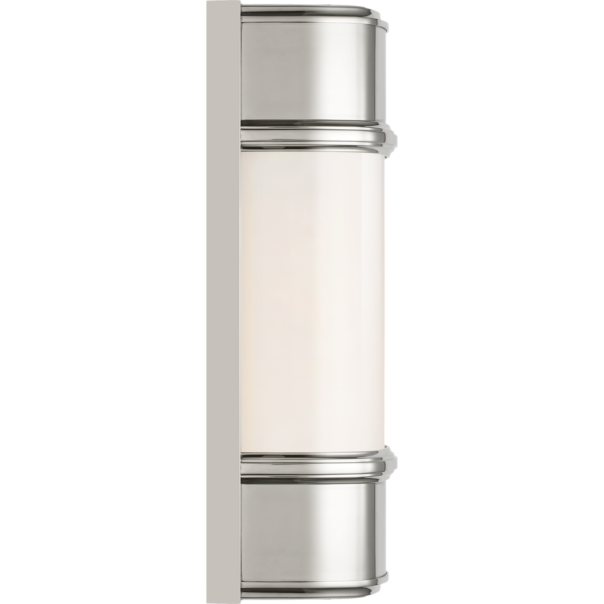 Thomas O'Brien Rally 13" Linear Bath Sconce in Polished Nickel with White Glass W3.75" x H12.75" x E4"