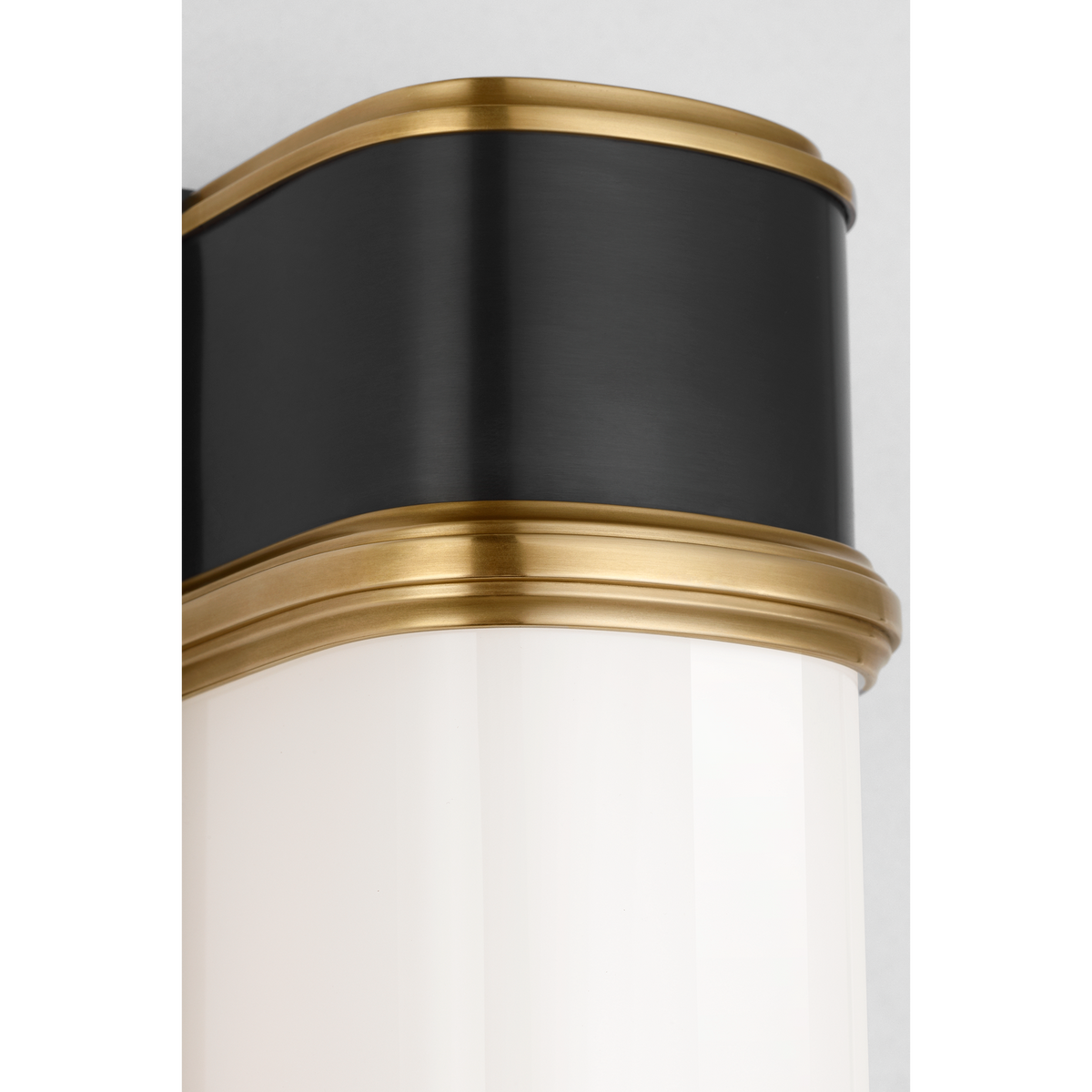 Thomas O'Brien Rally 19" Linear Bath Sconce in Bronze and Hand-Rubbed Antique Brass with White Glass W3.75" x H18.5" x E4"