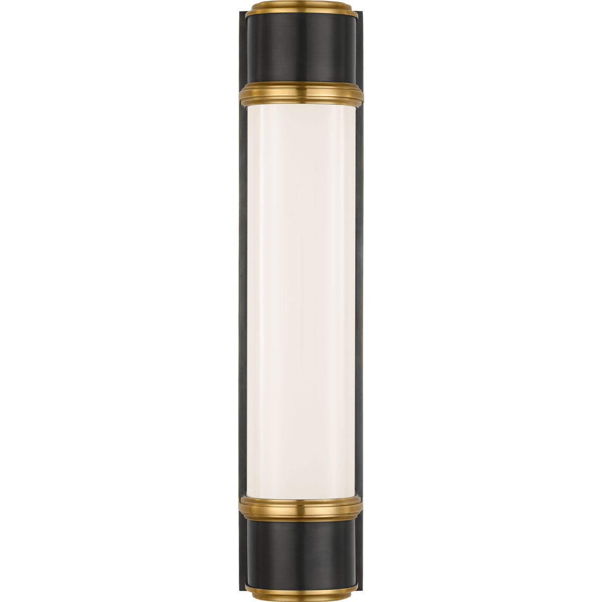 Thomas O'Brien Rally 19" Linear Bath Sconce in Bronze and Hand-Rubbed Antique Brass with White Glass W3.75" x H18.5" x E4"