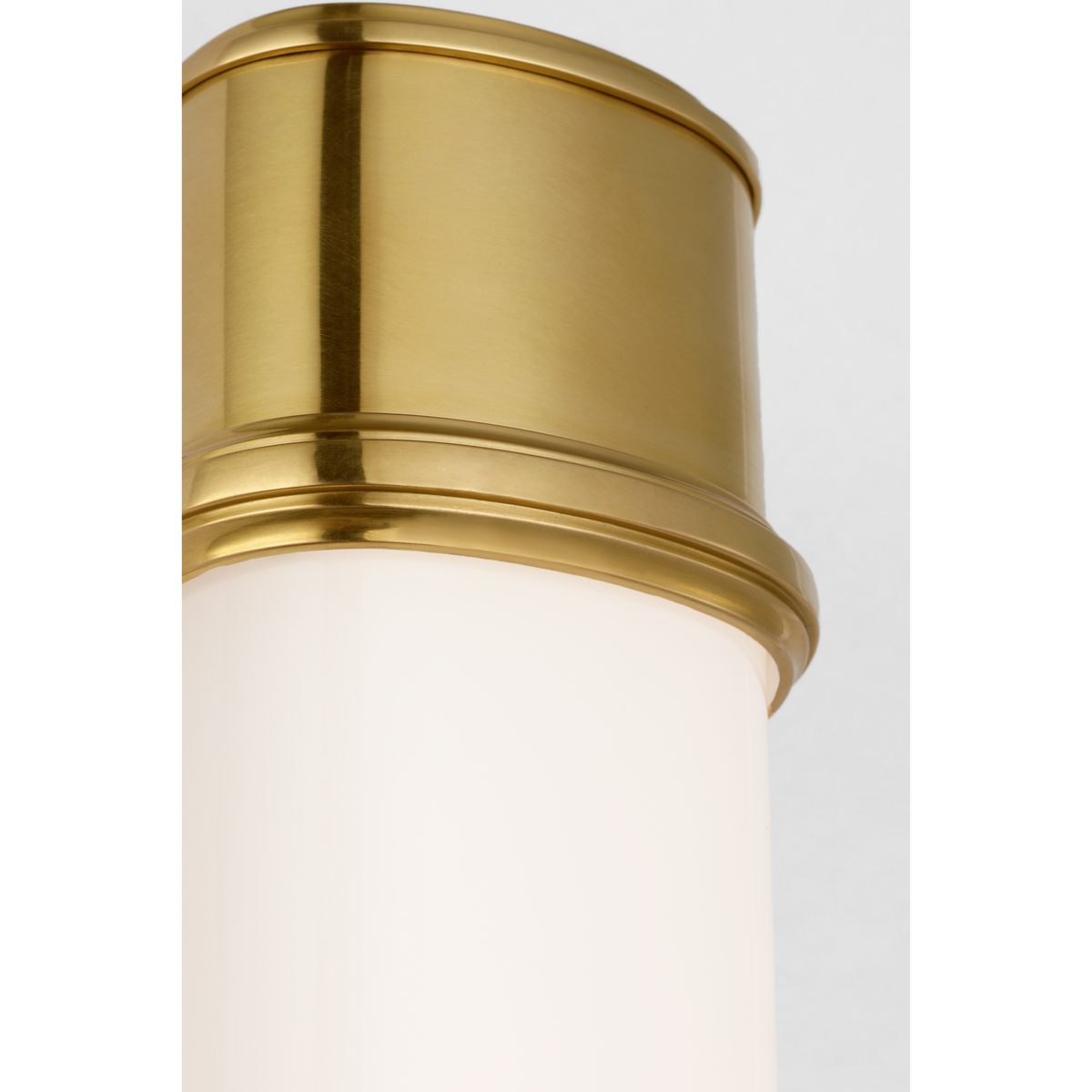 Thomas O'Brien Rally 19" Linear Bath Sconce in Hand-Rubbed Antique Brass with White Glass W3.75" x H18.5" x E4"