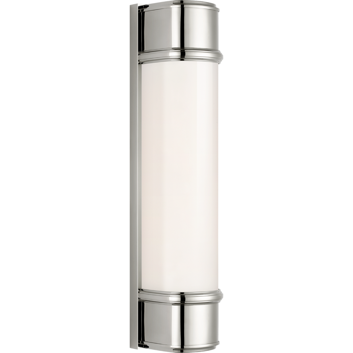 Thomas O'Brien Rally 19" Linear Bath Sconce in Polished Nickel with White Glass W3.75" x H18.5" x E4"