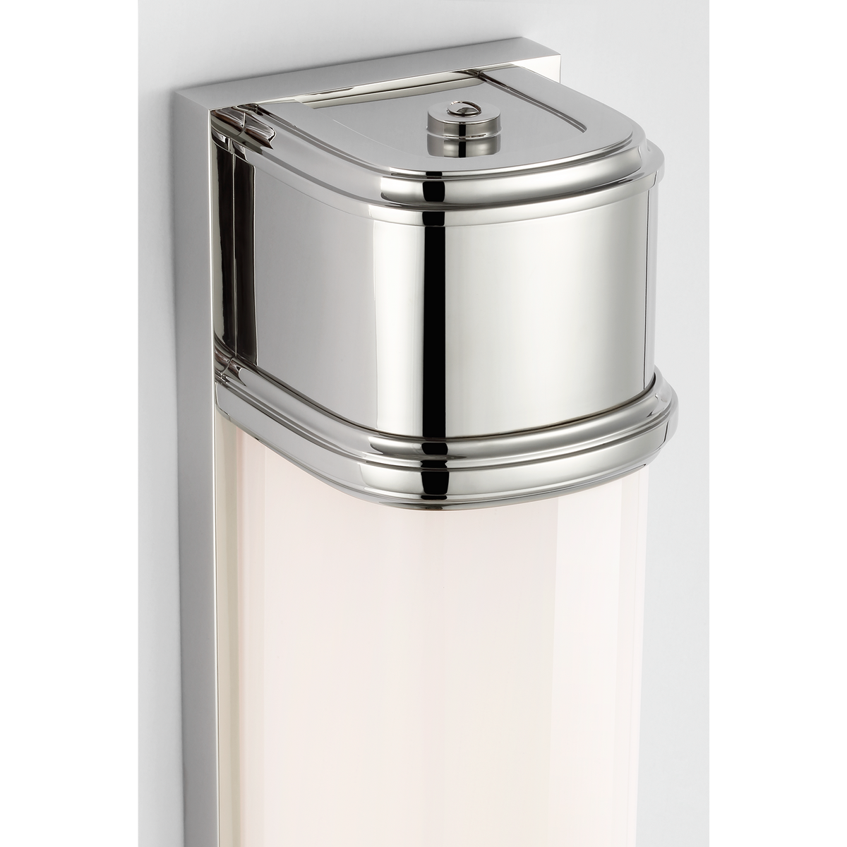 Thomas O'Brien Rally 19" Linear Bath Sconce in Polished Nickel with White Glass W3.75" x H18.5" x E4"