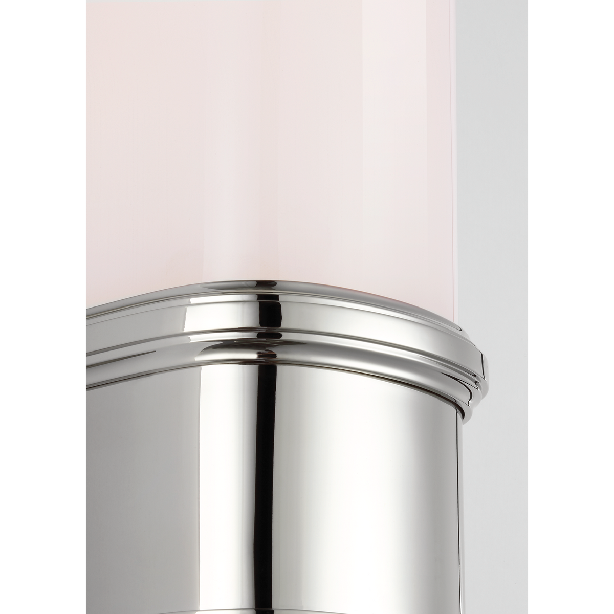 Thomas O'Brien Rally 19" Linear Bath Sconce in Polished Nickel with White Glass W3.75" x H18.5" x E4"