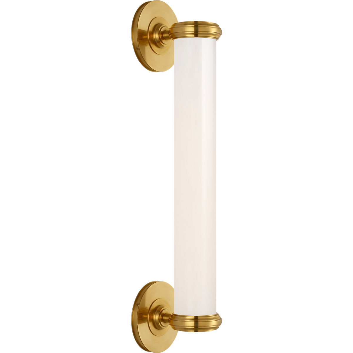 Thomas O'Brien Rally 23" Bracketed Bath Sconce in Hand-Rubbed Antique Brass with White Glass W4.75" x H22.5" x E5"