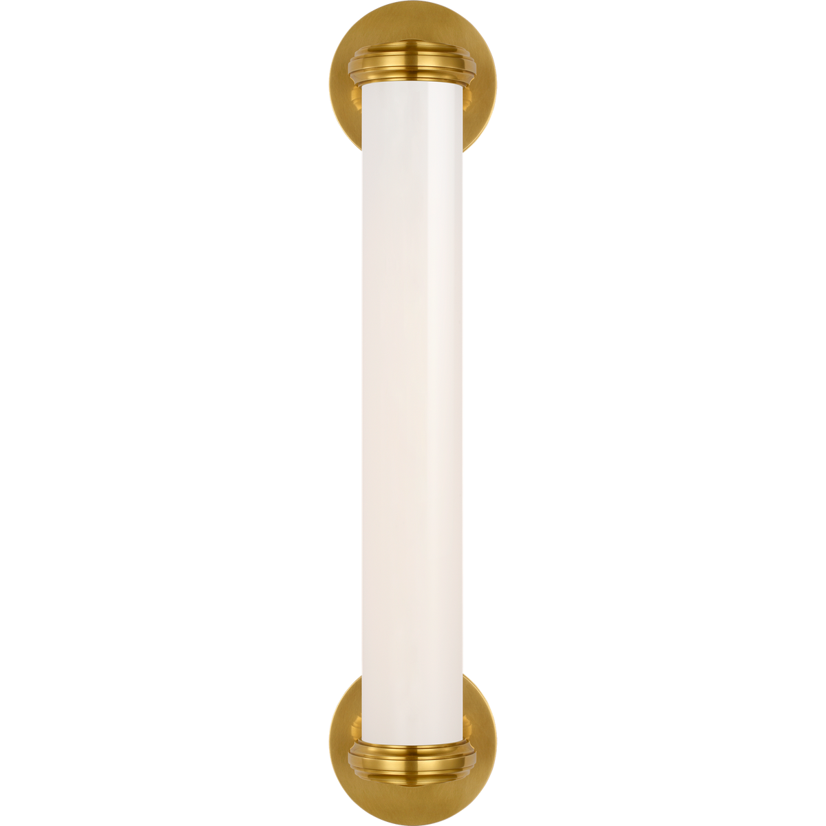 Thomas O'Brien Rally 23" Bracketed Bath Sconce in Hand-Rubbed Antique Brass with White Glass W4.75" x H22.5" x E5"