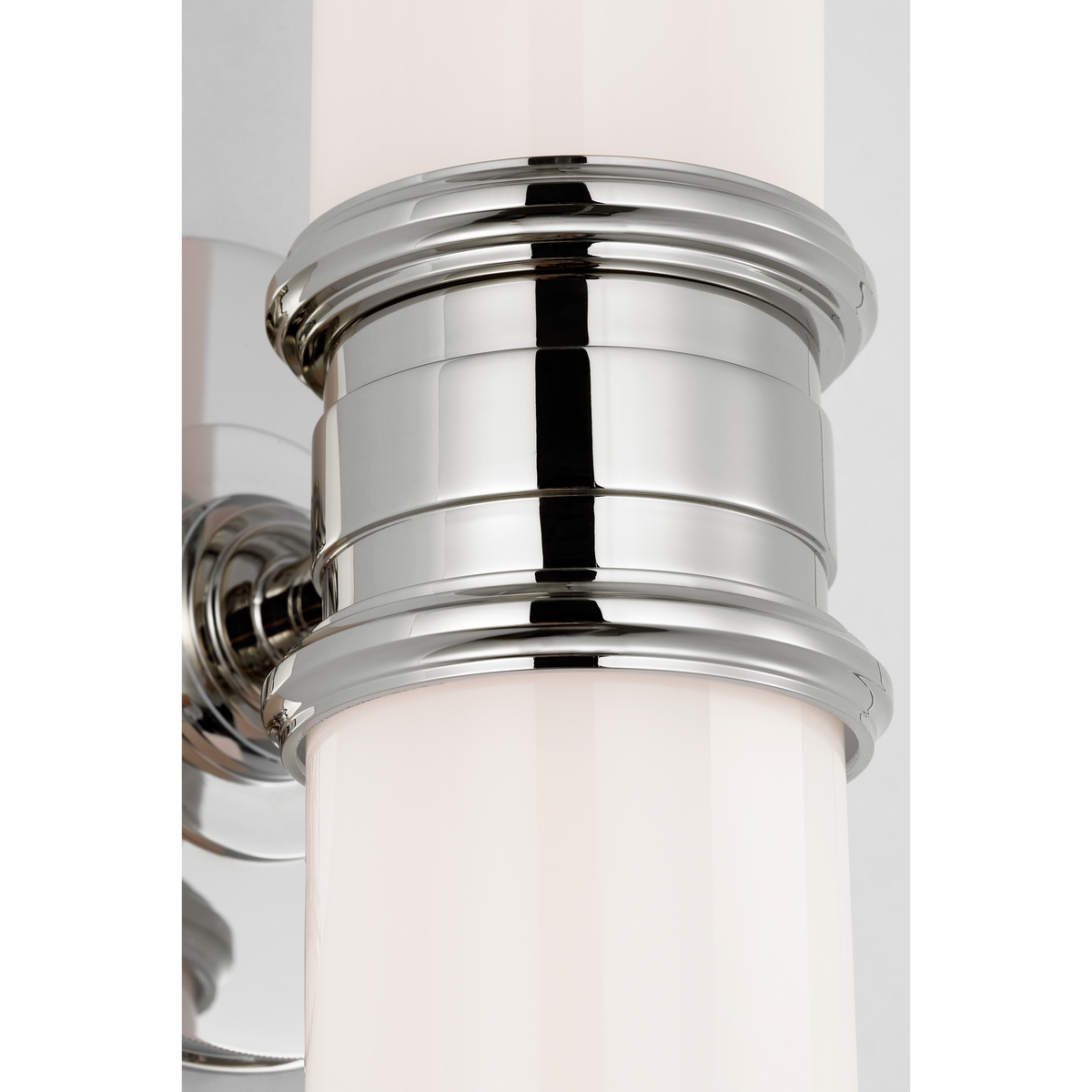 Thomas O'Brien Rally 18" Double Bath Sconce in Polished Nickel with White Glass W4.75" x H18" x E5"