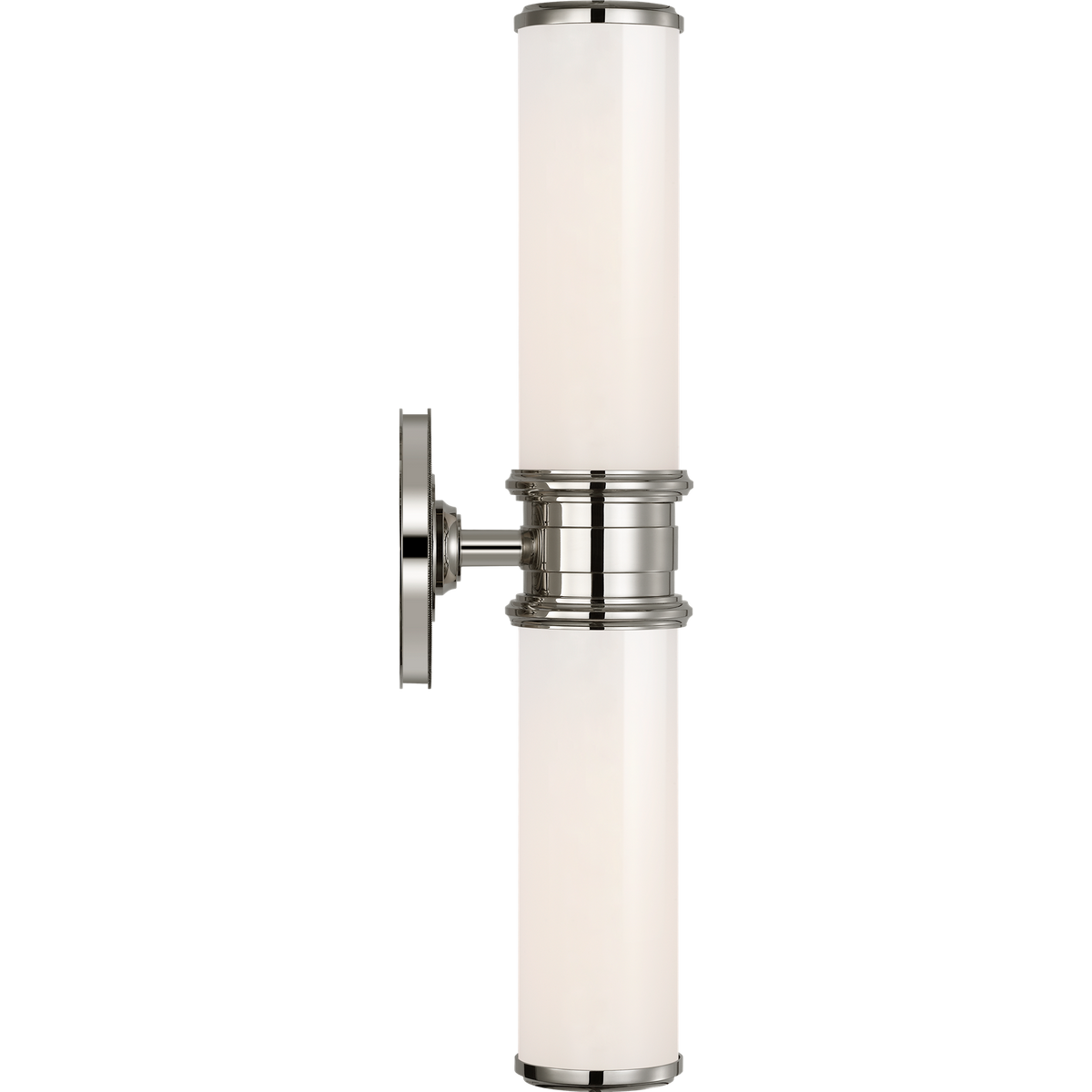 Thomas O'Brien Rally 18" Double Bath Sconce in Polished Nickel with White Glass W4.75" x H18" x E5"