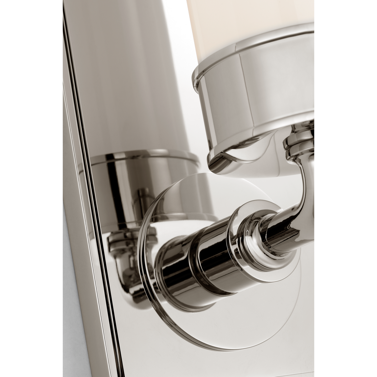 Thomas O'Brien Maritime 20" Linear Bath Sconce in Polished Nickel with White Glass W4.25" x H20" x E5"