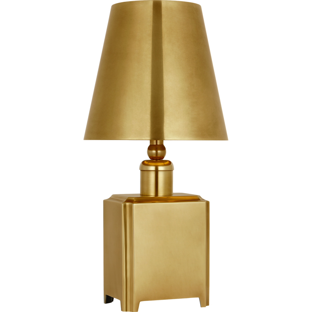 Thomas O'Brien Dino 13" Cordless Accent Lamp in Hand-Rubbed Antique Brass with Hand-Rubbed Antique Brass Shade W6.5" x H13.25"