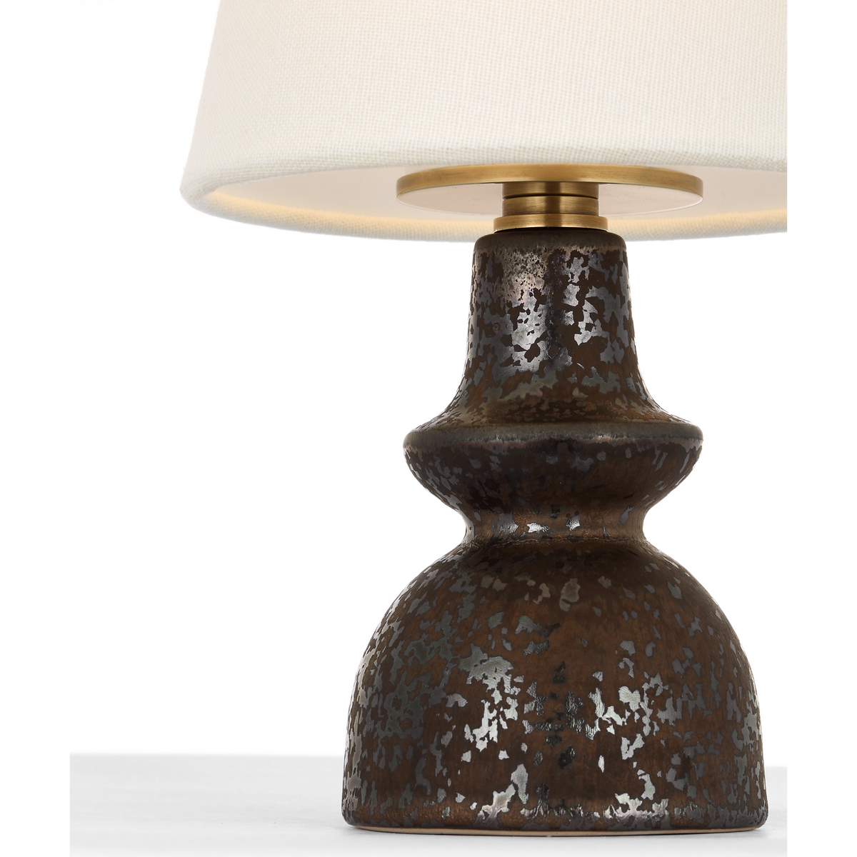 Thomas O'Brien Fifi 10" Cordless Accent Lamp in Crystal Bronze with Linen Shade W5.5" x H10"