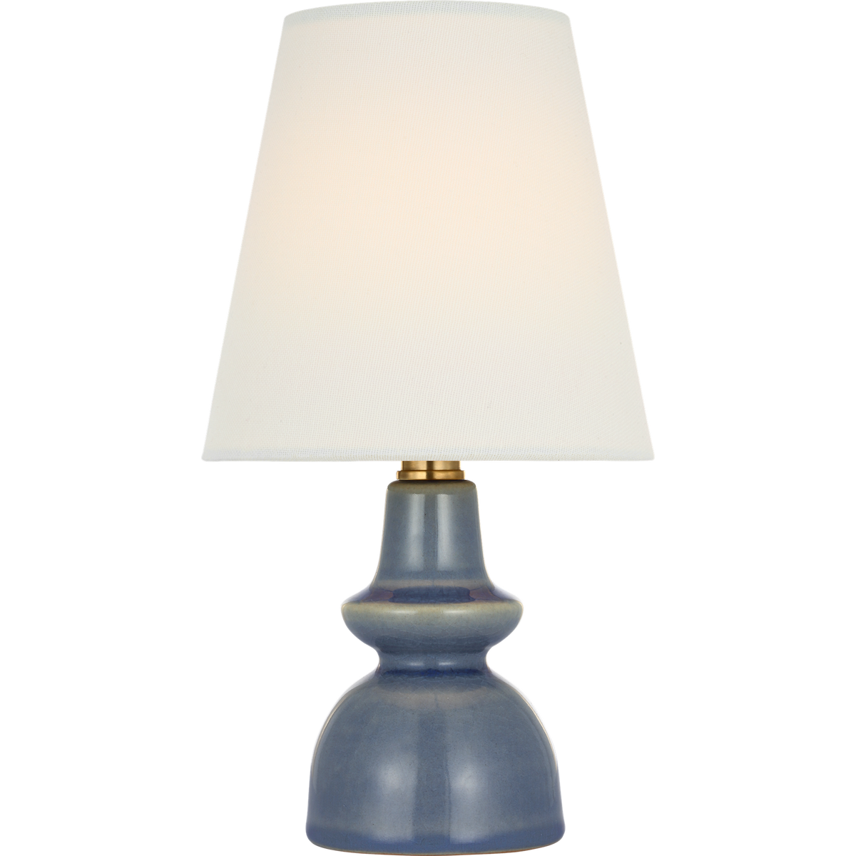 Thomas O'Brien Fifi 10" Cordless Accent Lamp in Polar Blue Crackle with Linen Shade W5.5" x H10"
