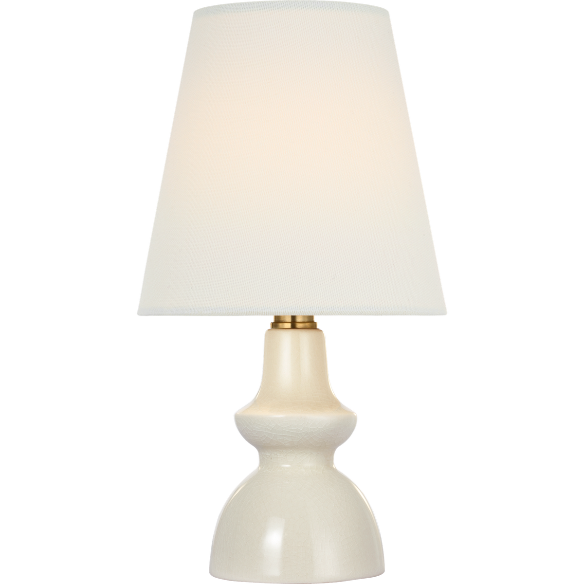 Thomas O'Brien Fifi 10" Cordless Accent Lamp in Tea Stain Crackle with Linen Shade W5.5" x H10"