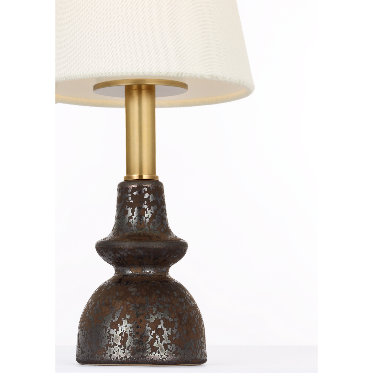 Thomas O'Brien Fifi 12" Cordless Accent Lamp in Crystal Bronze with Linen Shade W5.5" x H12"