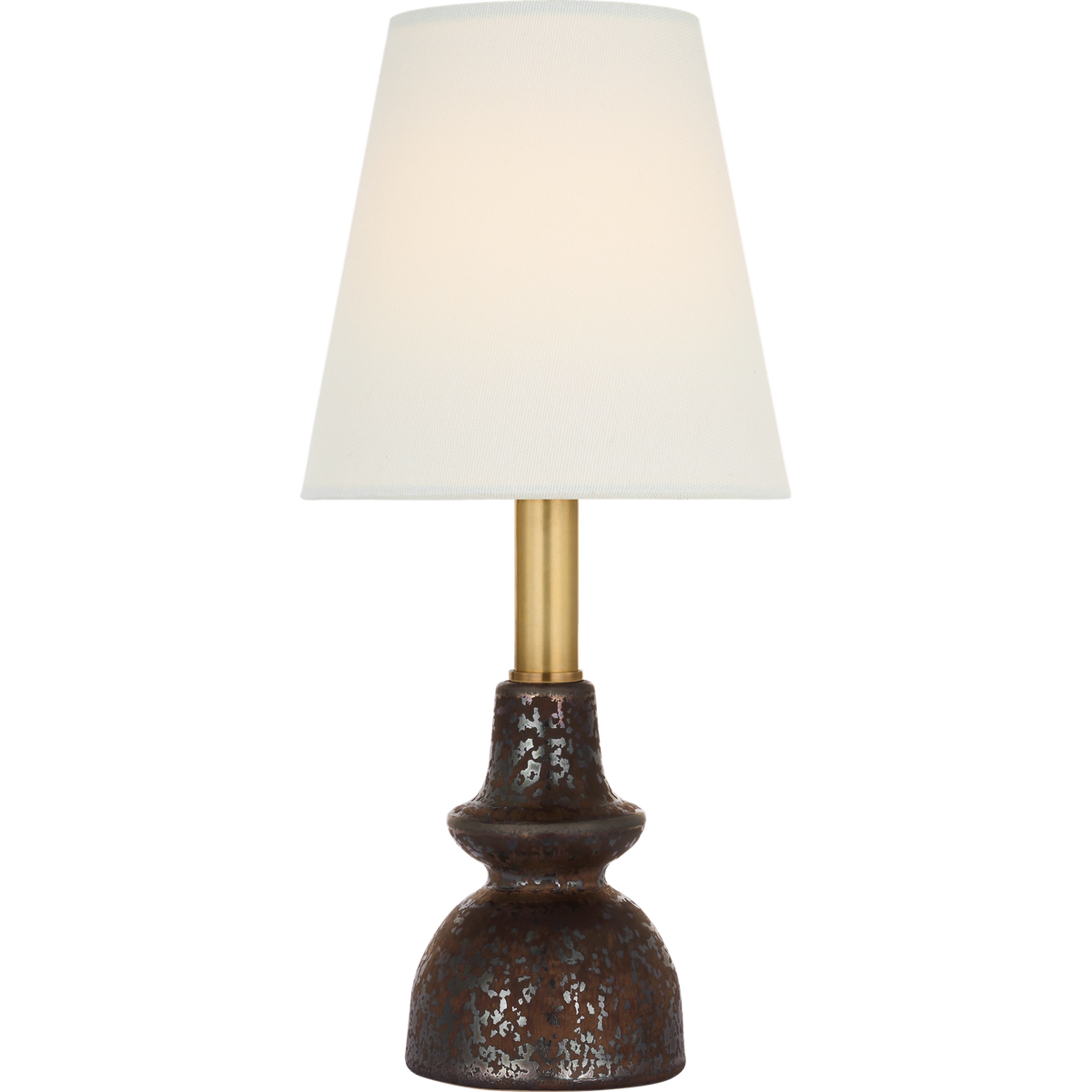 Thomas O'Brien Fifi 12" Cordless Accent Lamp in Crystal Bronze with Linen Shade W5.5" x H12"