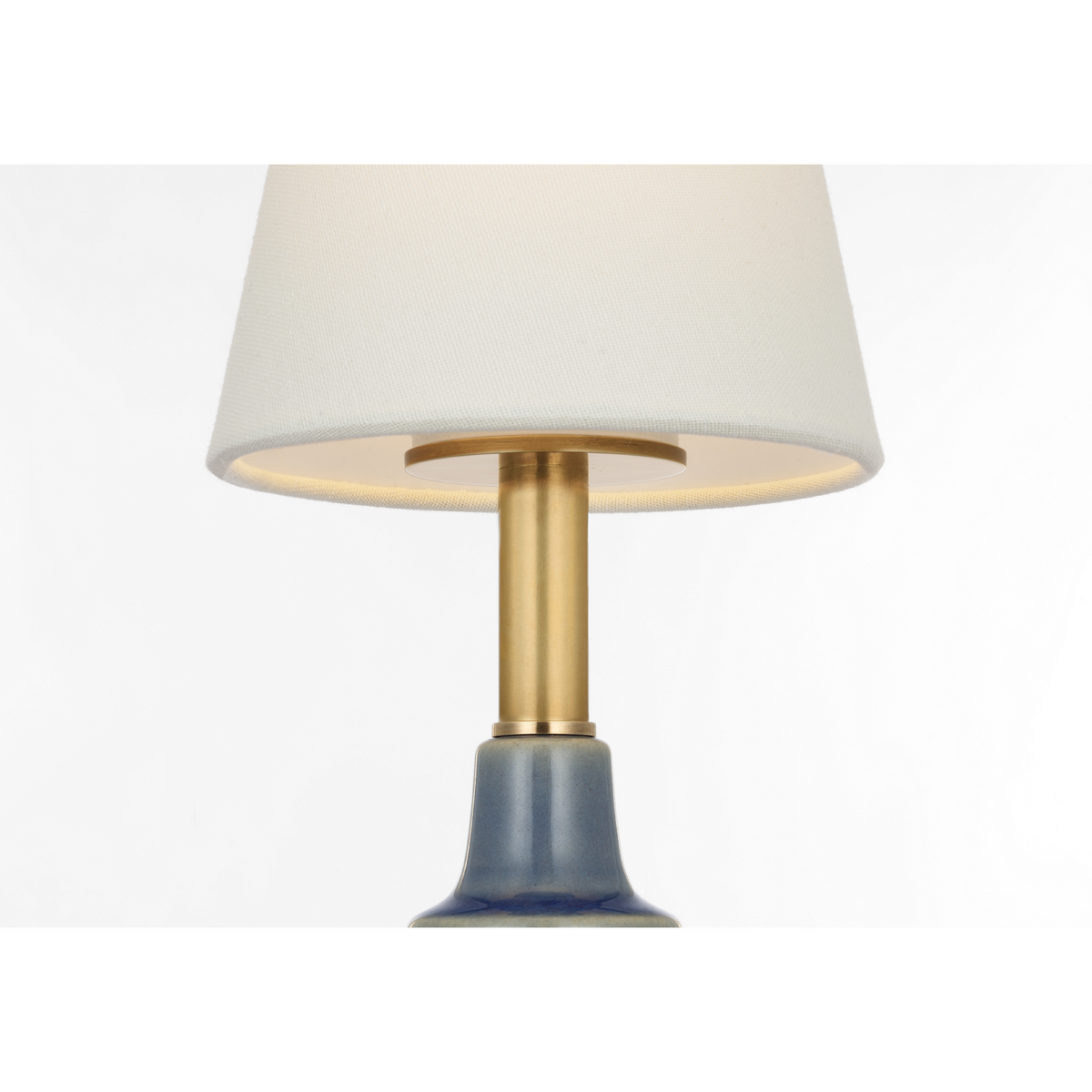 Thomas O'Brien Fifi 12" Cordless Accent Lamp in Polar Blue Crackle with Linen Shade W5.5" x H12"