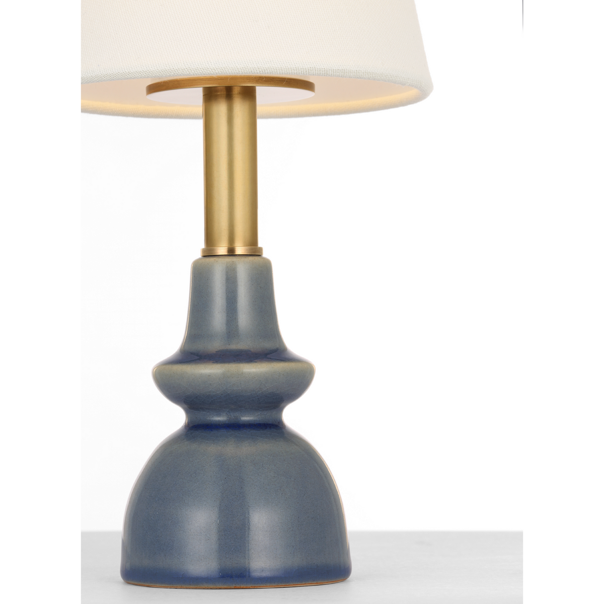 Thomas O'Brien Fifi 12" Cordless Accent Lamp in Polar Blue Crackle with Linen Shade W5.5" x H12"