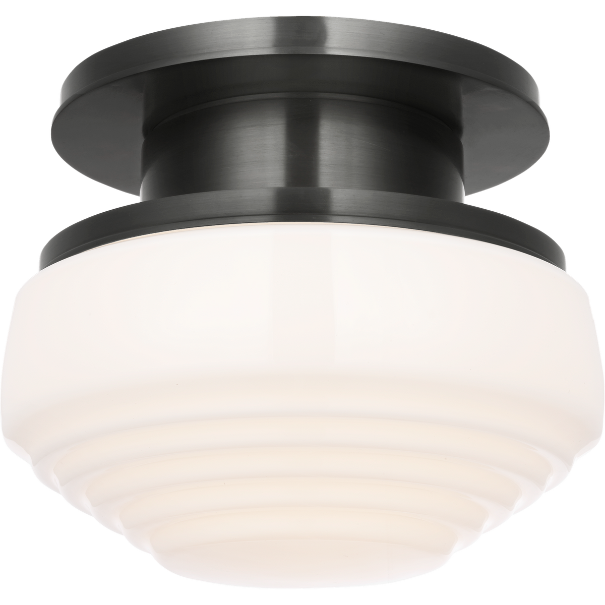 Thomas O'Brien Rally 9" Flush Mount in Bronze with White Glass W8.75" x H7"