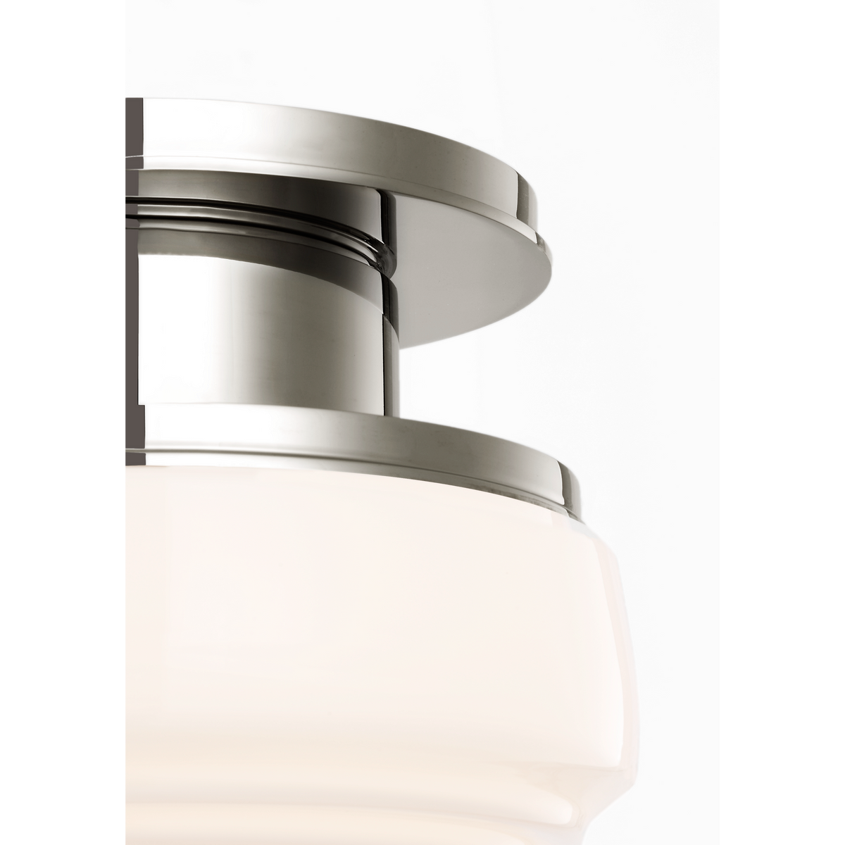 Thomas O'Brien Rally 9" Flush Mount in Polished Nickel with White Glass W8.75" x H7"