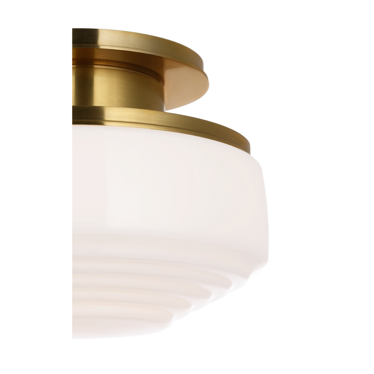 Thomas O'Brien Rally 11" Flush Mount in Hand-Rubbed Antique Brass with White Glass W10.75" x H8"