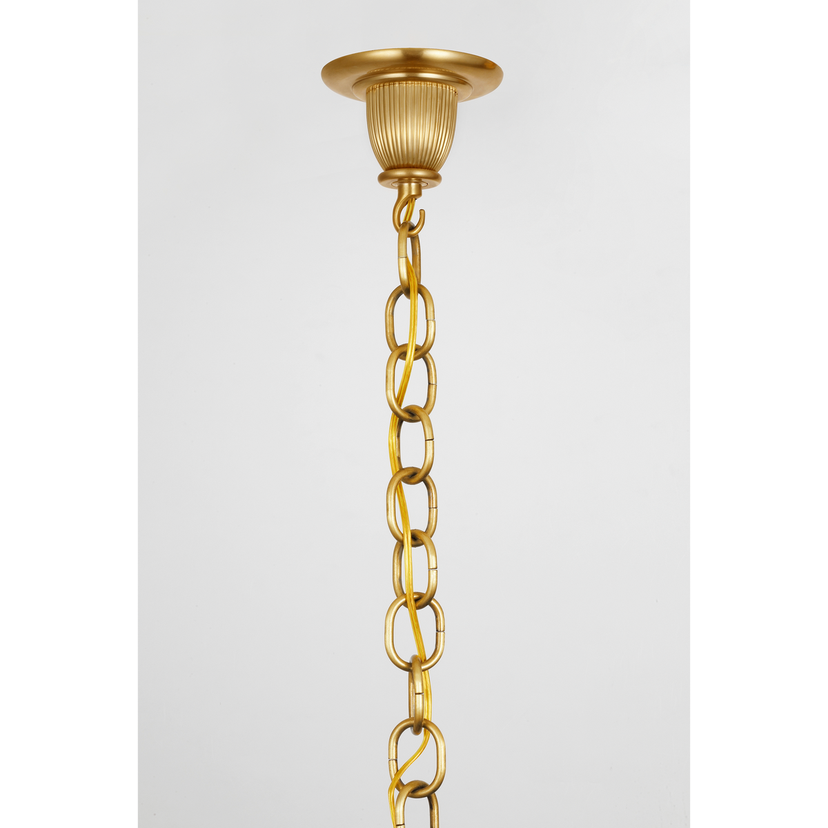 Thomas O'Brien Charmain 33" Chandelier in Hand-Rubbed Antique Brass with Seeded Glass W33.75" x H22"