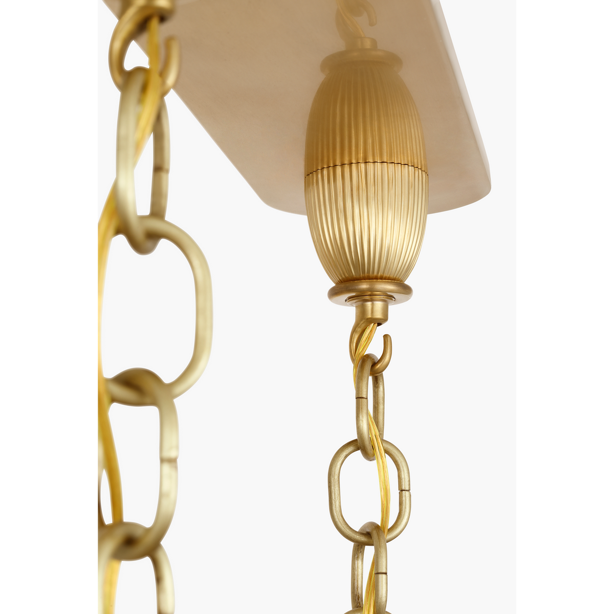 Thomas O'Brien Charmain 53" Linear Chandelier in Hand-Rubbed Antique Brass with Seeded Glass W27.25" x 53.25" x H22"