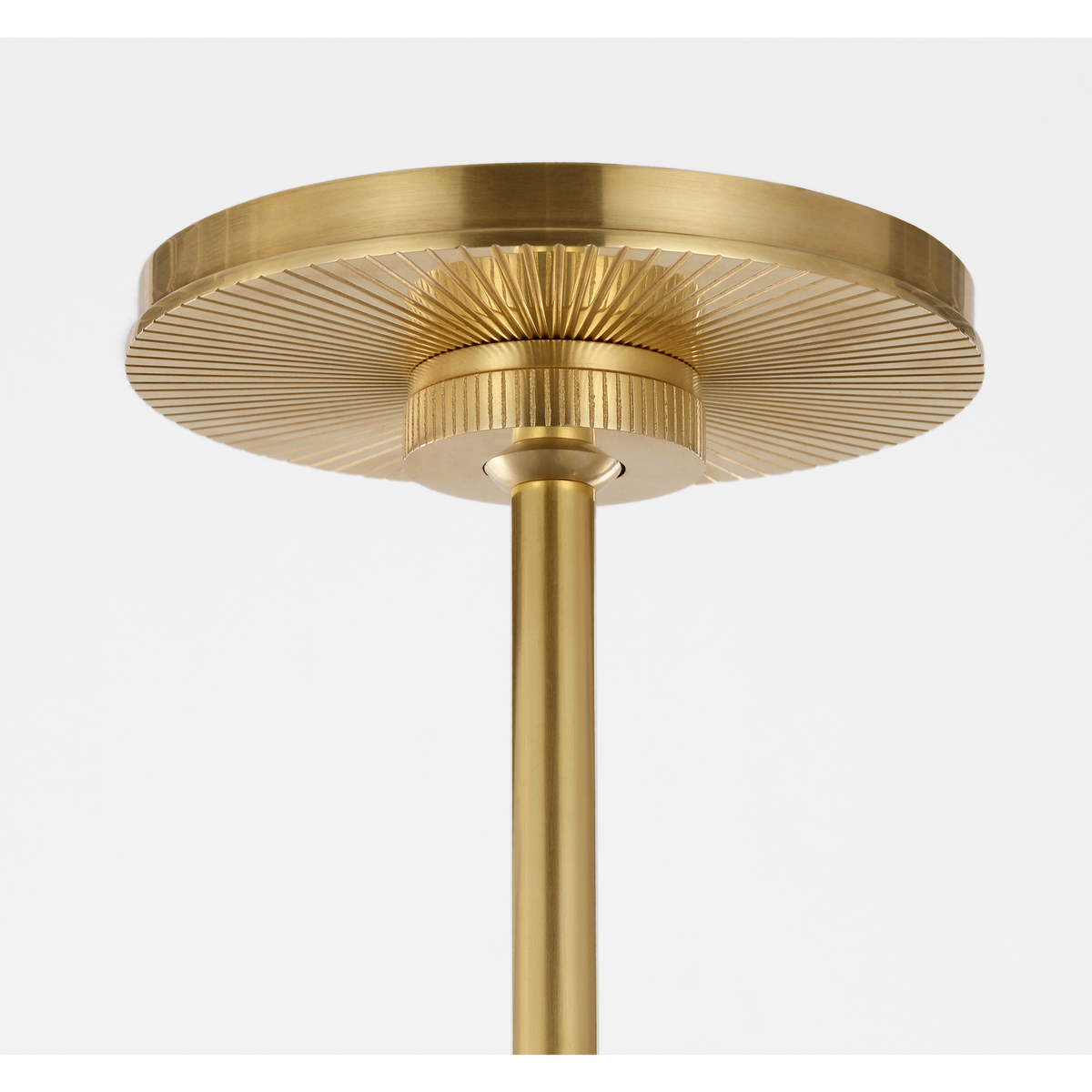 Thomas O'Brien Canto Extra Large Four Arm Chandelier in Hand-Rubbed Antique Brass with Linen Shades W50"