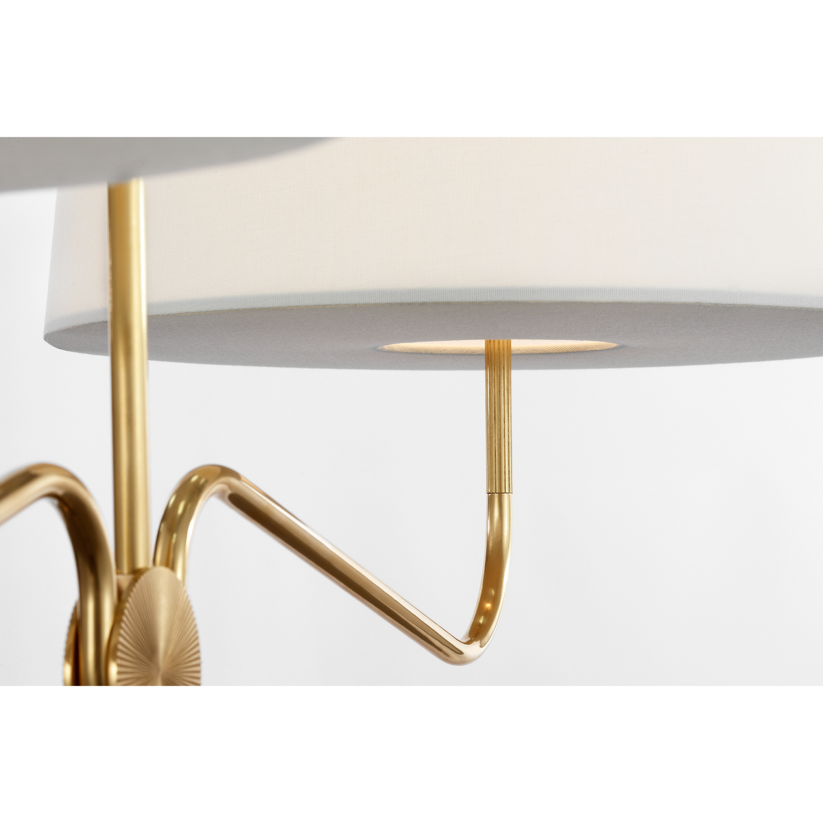 Thomas O'Brien Canto 50" Linear Chandelier in Hand-Rubbed Antique Brass with Linen Shades W17" x 50"