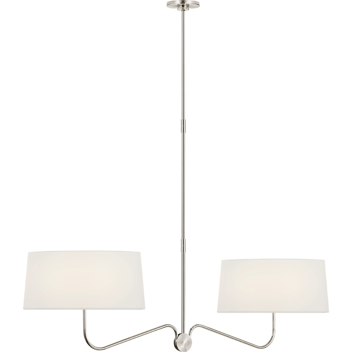 Thomas O'Brien Canto 50" Linear Chandelier in Polished Nickel with Linen Shades W17" x 50"