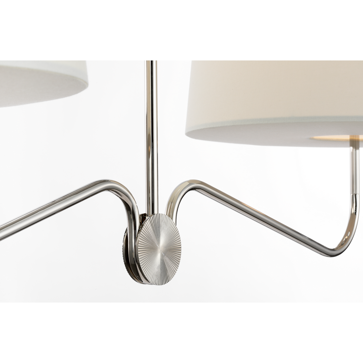 Thomas O'Brien Canto 50" Linear Chandelier in Polished Nickel with Linen Shades W17" x 50"