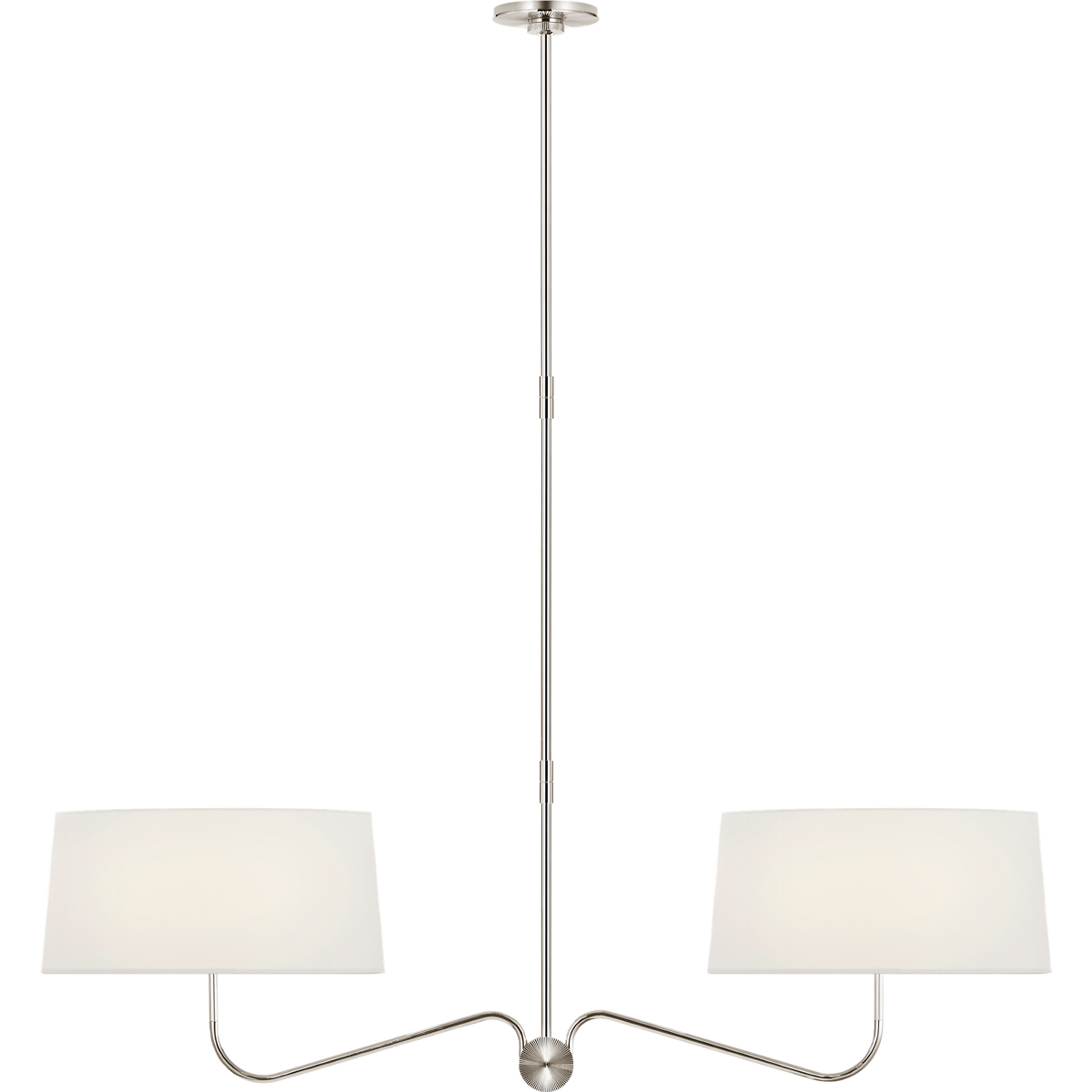 Thomas O'Brien Canto 50" Linear Chandelier in Polished Nickel with Linen Shades W17" x 50"