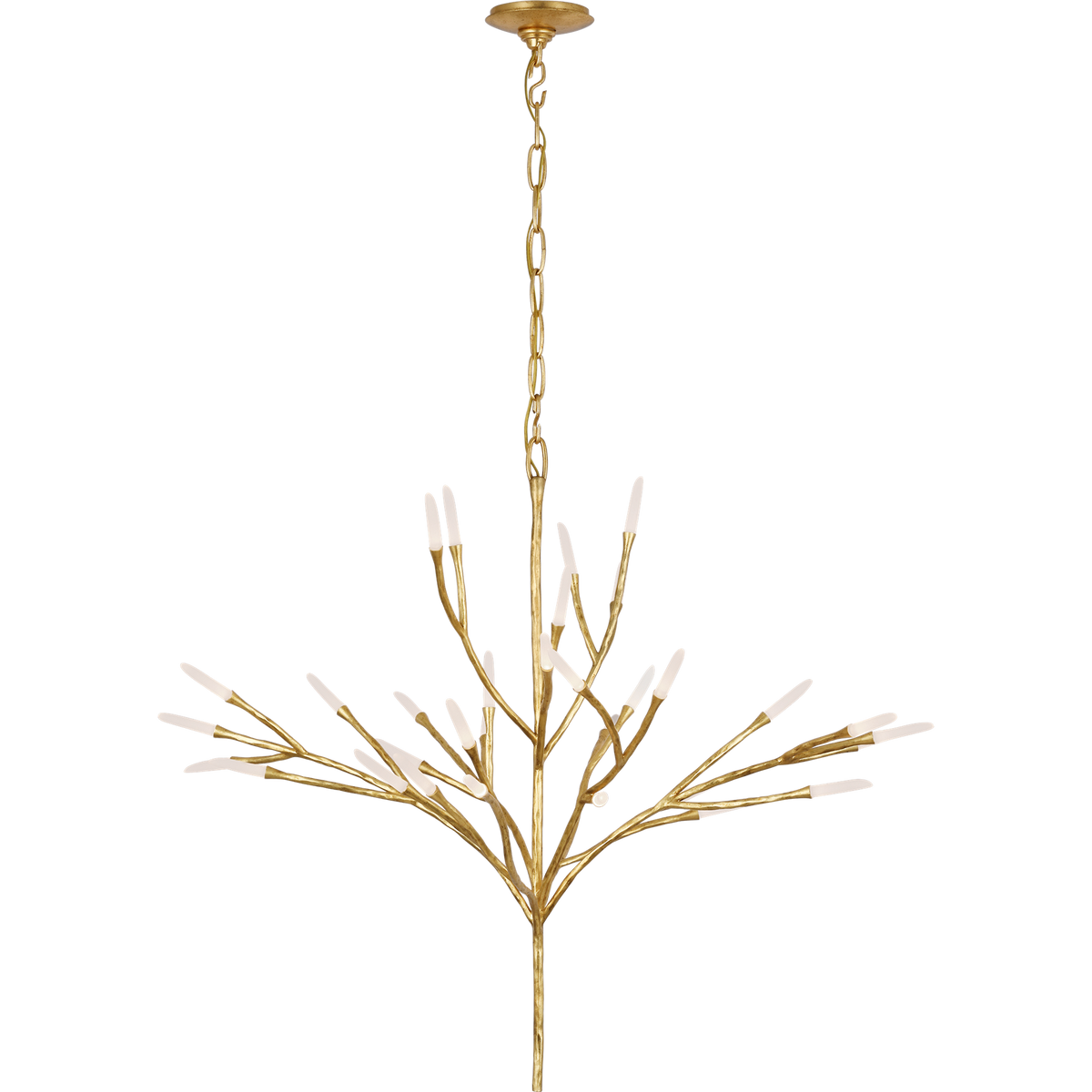 Thomas O'Brien Tirucalli 39" Sculpted Chandelier in Gold Lustre with Etched Crystal W38.75" x H32.5"