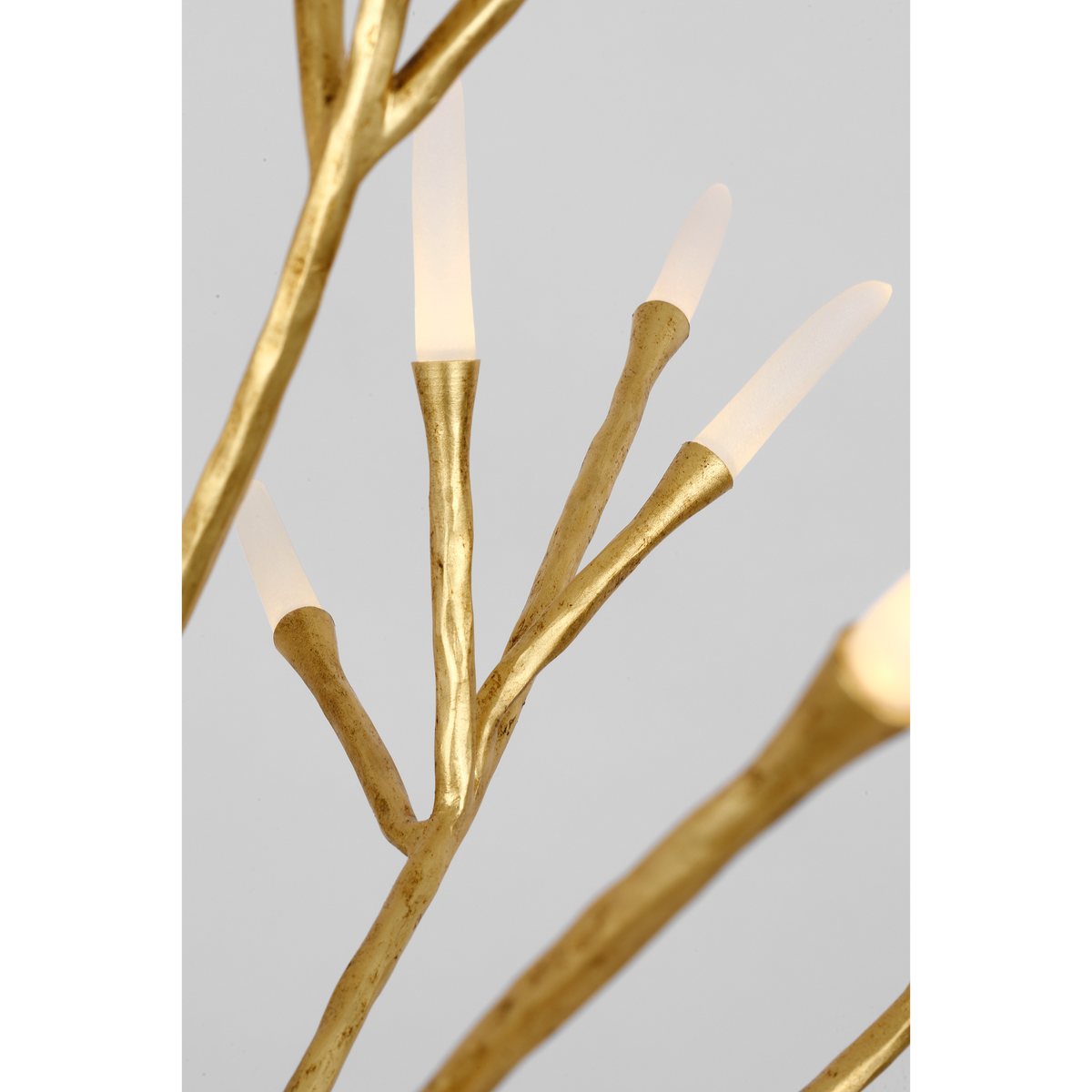 Thomas O'Brien Tirucalli 39" Sculpted Chandelier in Gold Lustre with Etched Crystal W38.75" x H32.5"
