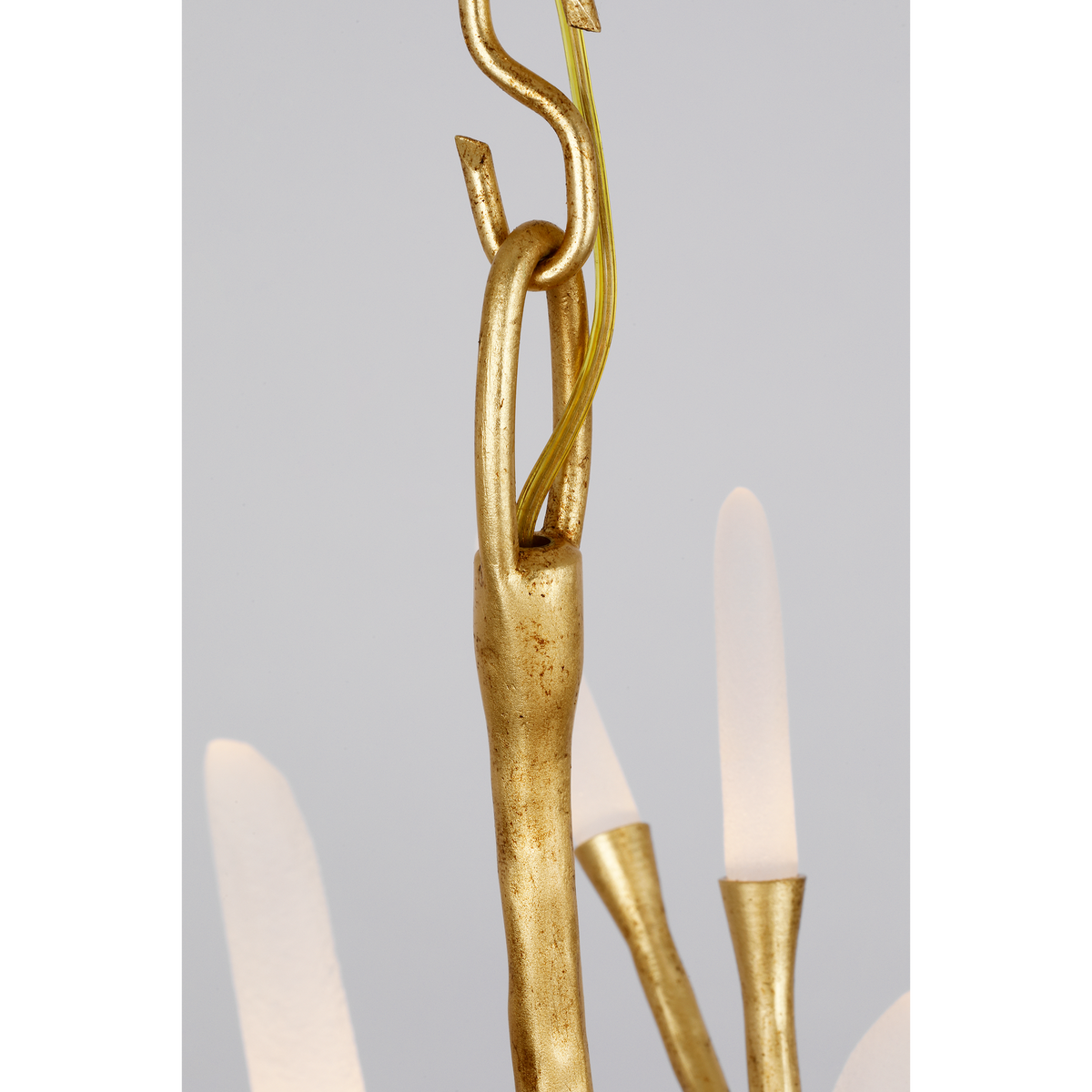 Thomas O'Brien Tirucalli 39" Sculpted Chandelier in Gold Lustre with Etched Crystal W38.75" x H32.5"