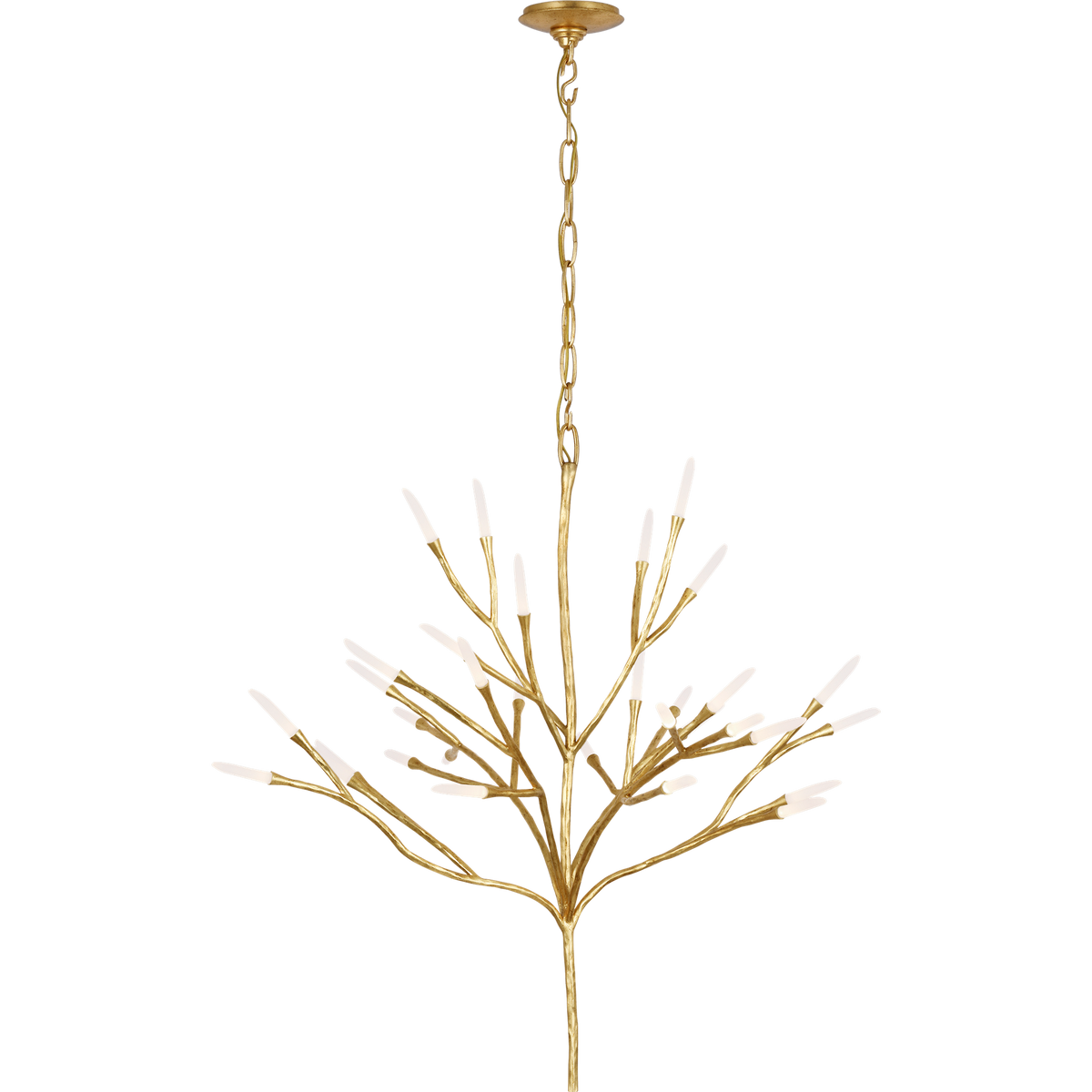 Thomas O'Brien Tirucalli 39" Sculpted Chandelier in Gold Lustre with Etched Crystal W38.75" x H32.5"