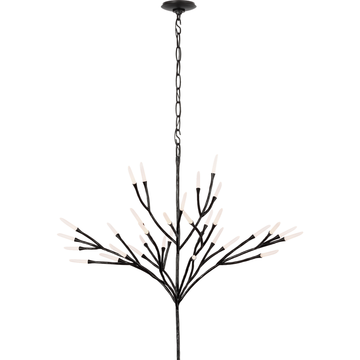 Thomas O'Brien Tirucalli 39" Sculpted Chandelier in Waxed Black with Etched Crystal W38.75" x H32.5"