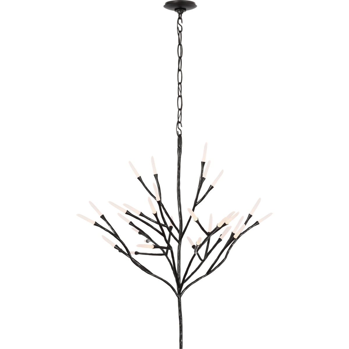 Thomas O'Brien Tirucalli 39" Sculpted Chandelier in Waxed Black with Etched Crystal W38.75" x H32.5"