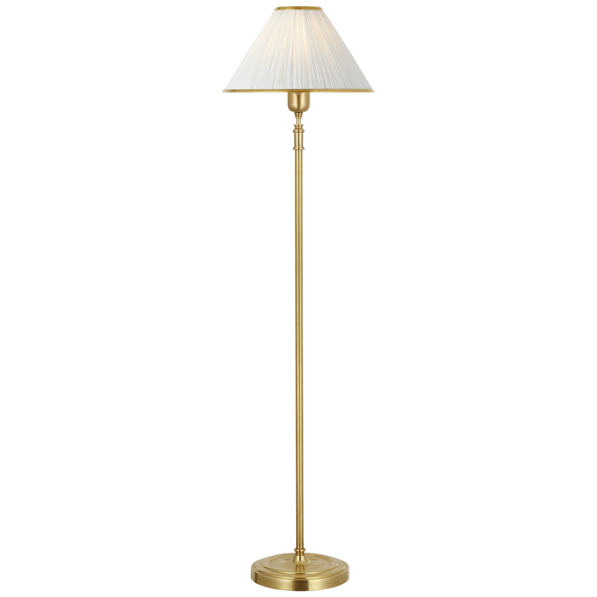 Ralph Lauren Anette Adjustable Floor Lamp in Natural Brass with Silk Pleated Shade W12" x H45.75" - 53"