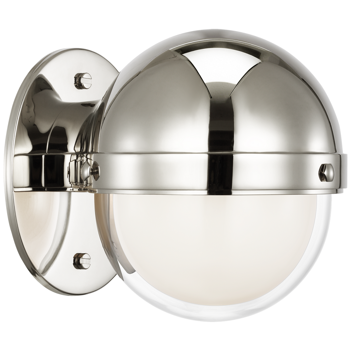 Ralph Lauren Harbor 7" Sconce in Polished Nickel with Clear and White Glass W6.25" x H6.5" x E7.25"