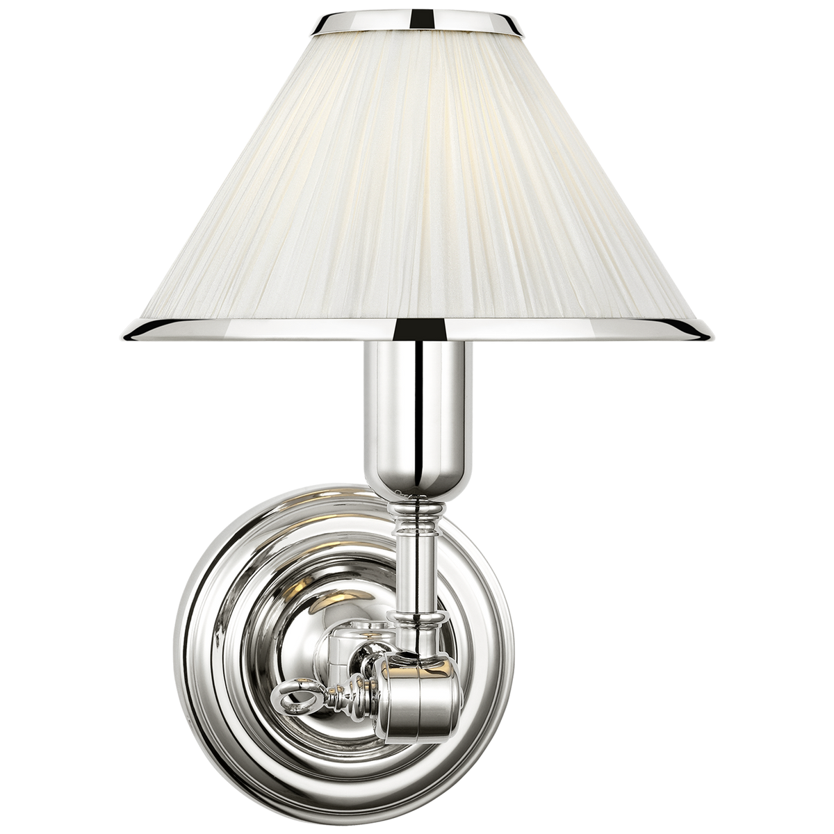 Ralph Lauren Anette Single Sconce in Polished Nickel with Silk Pleated Shade W7.25" x H10.75" x E12"