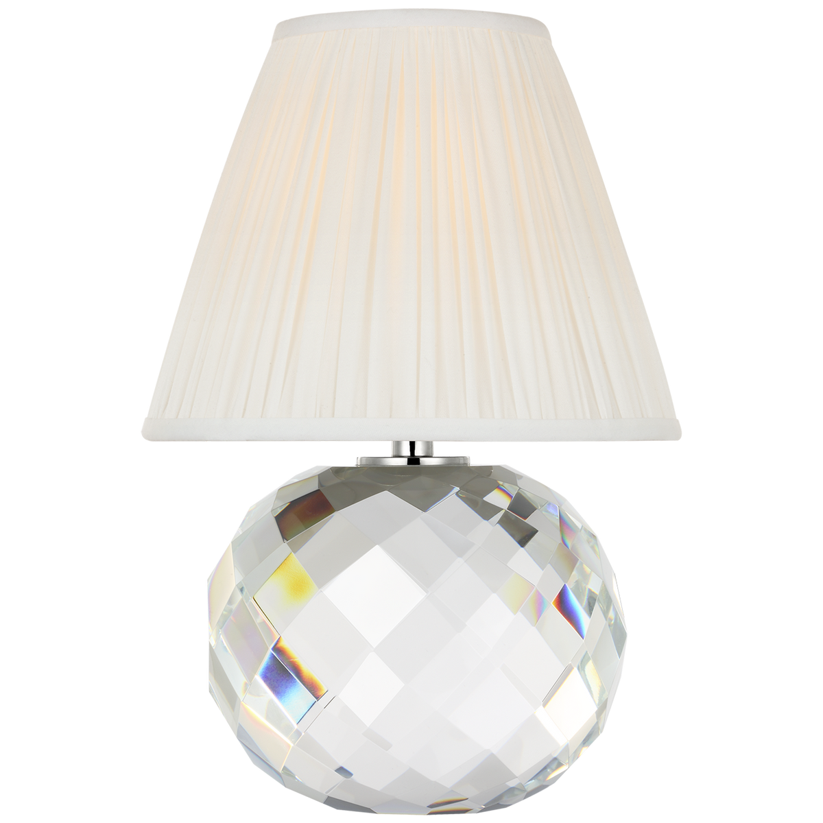 Ralph Lauren Daniela 10" Cordless Accent Lamp in Crystal with Silk Pleated Shade W6.5" x H9.5"