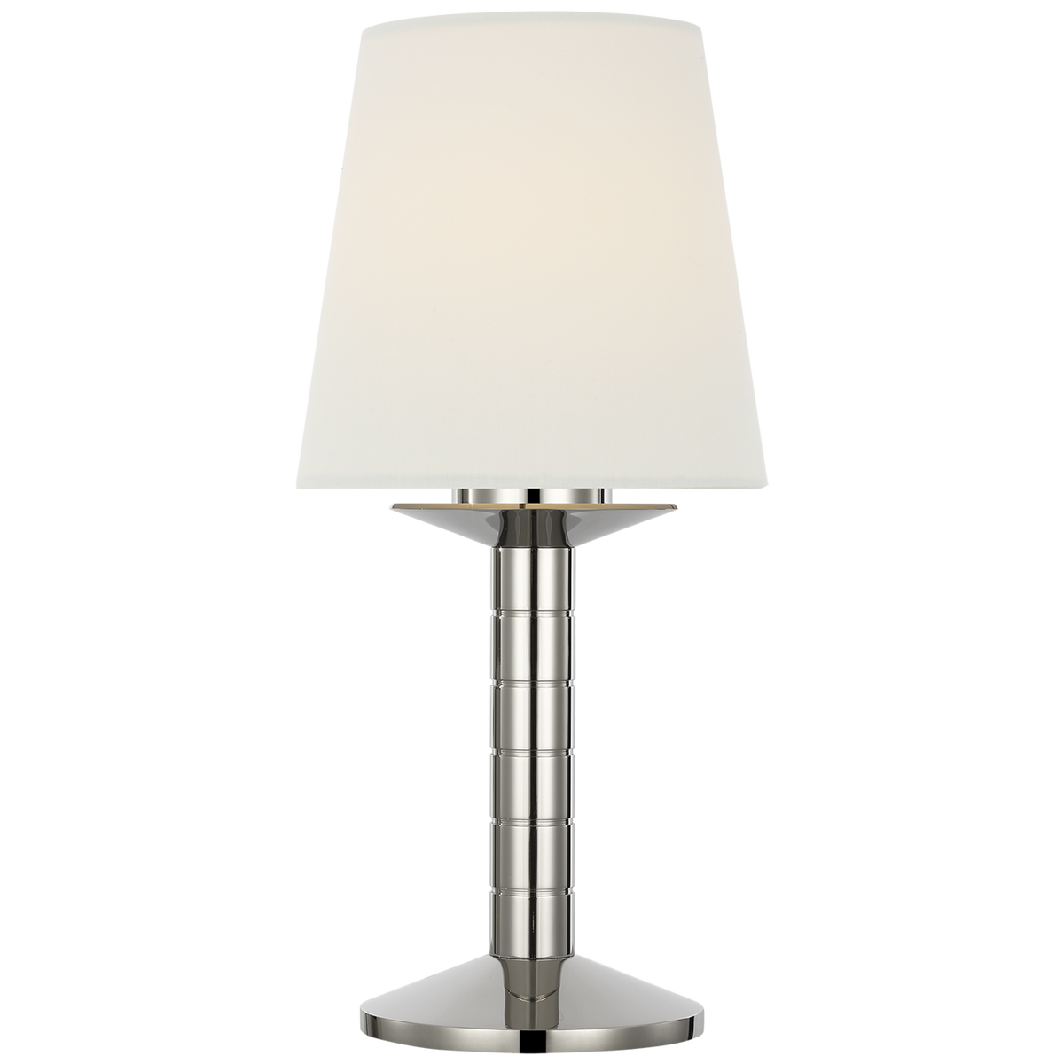 Ralph Lauren Montgomery 12" Cordless Accent Lamp in Polished Nickel with Silk Shade W5.5" x H12"